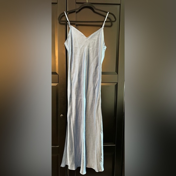 NWT! Club Monaco shiny slip dress, blue, size 00 - Picture 2 of 6